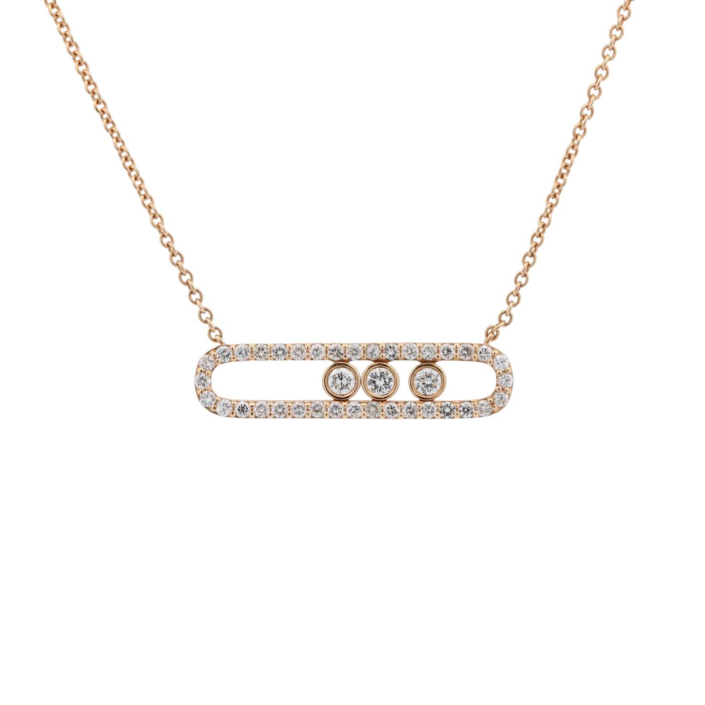 18K Yellow Gold Slide Necklace 3 Sliding Diamonds Dia = ~1.00ctw 16" Provident Jewelery
