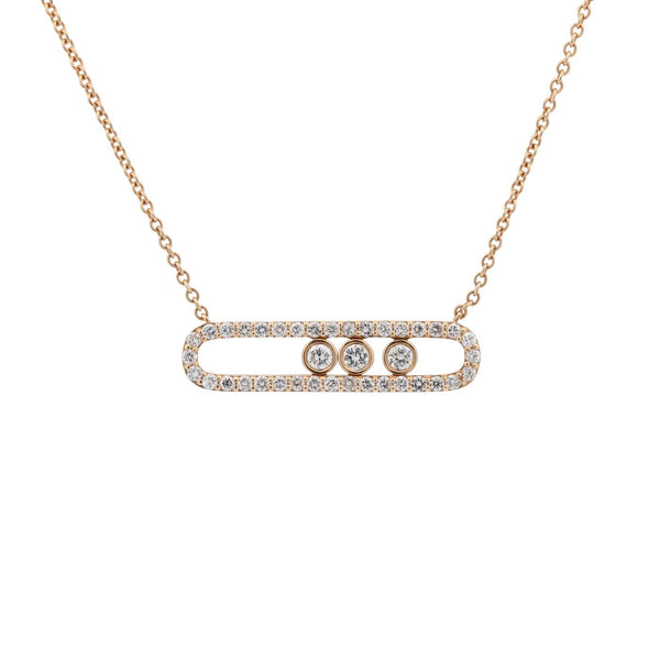 18K Yellow Gold Slide Necklace 3 Sliding Diamonds Dia = ~1.00ctw 16" Provident Jewelery