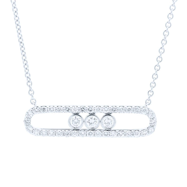 18K White Gold Slide Necklace 3 Sliding Diamonds Dia = ~1.00ctw 16" Provident Jewelery