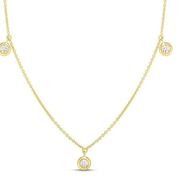 Roberto Coin 18K YG 3 Stations .13Ctw Diamond Dangling Necklace