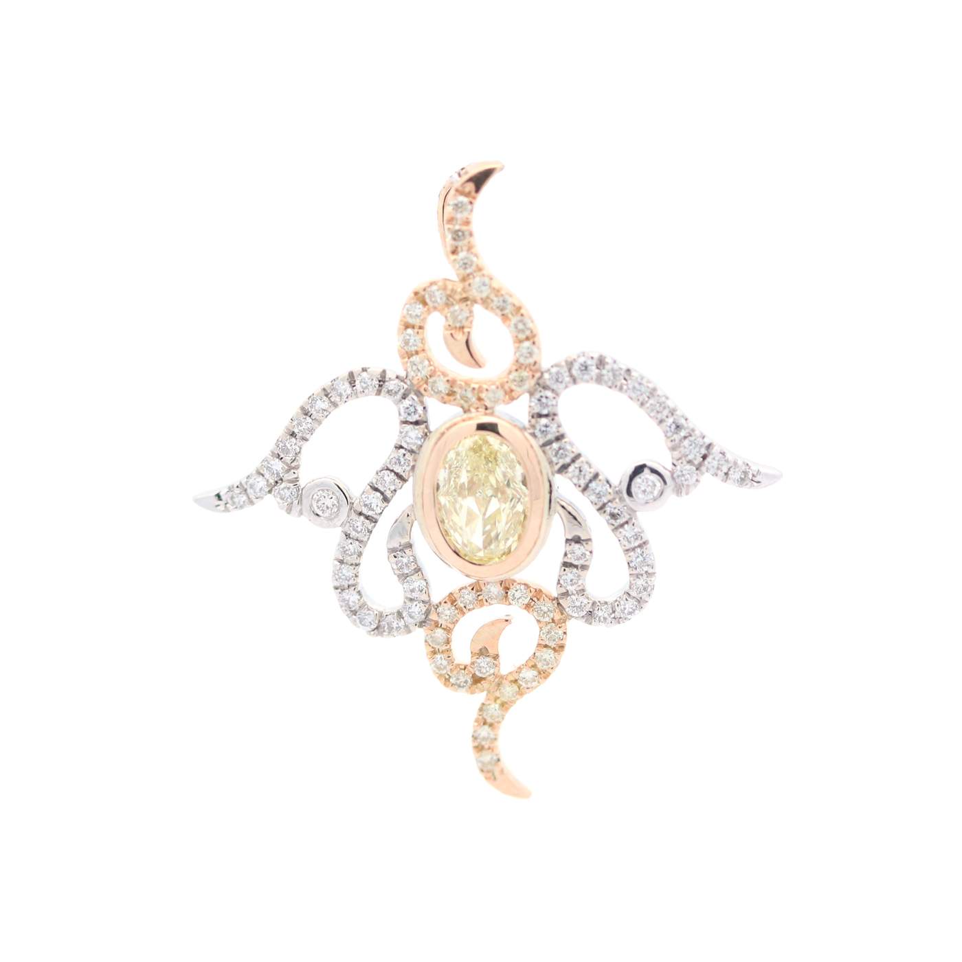 14kt Two-Tone Gold Yellow and White Diamond Freeform Pendant