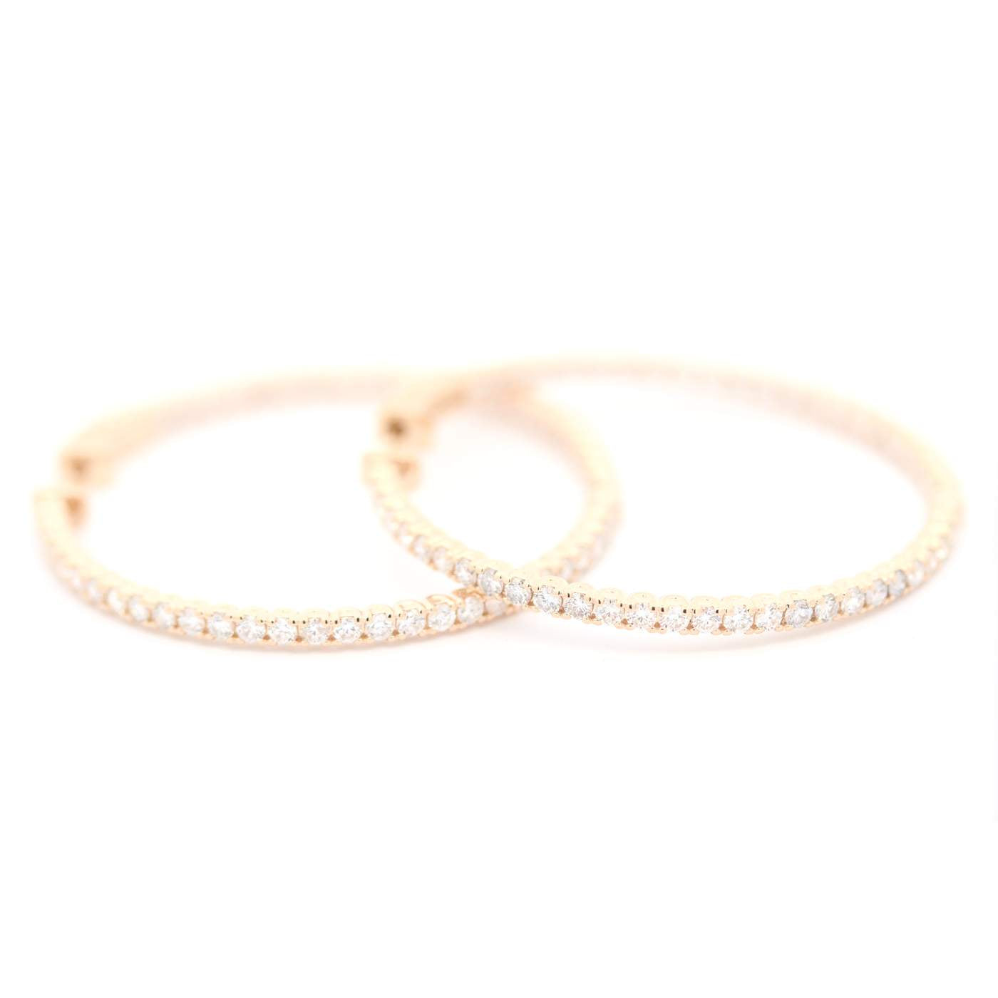 14kt Yellow Gold Diamond Hoop Earrings