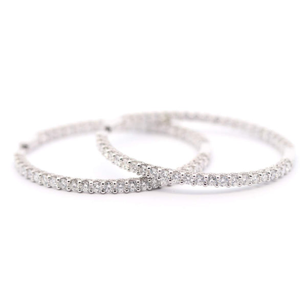 14kt White Gold Diamond Inside-Outside Hoop Earrings