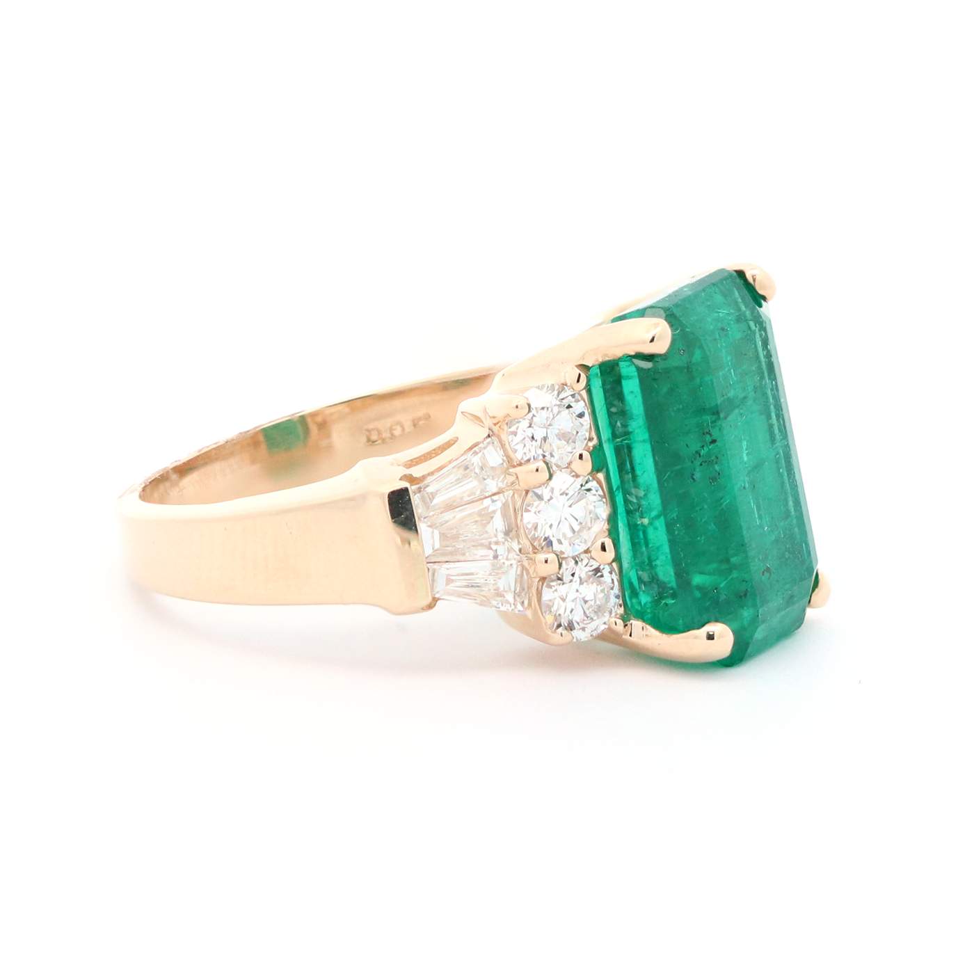 14kt Yellow Gold 6.40ct Emerald-Cut Zambian Emerald and Diamond Ring
