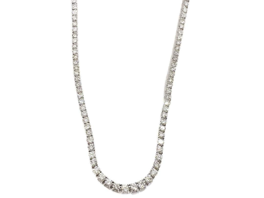14K White Gold ~24.55ctw Diamond Tennis 20" Necklace