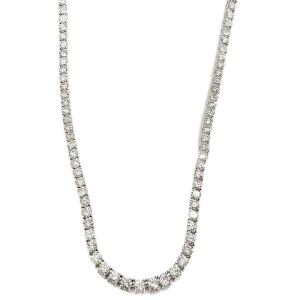 14K White Gold ~24.55ctw Diamond Tennis 20" Necklace