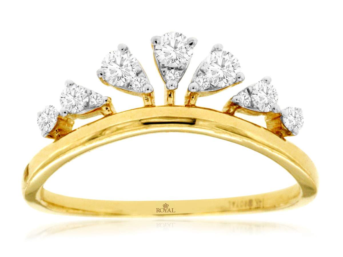 14K Yellow Gold ~0.26 ctw Diamond Crown Ring Provident Jewelery