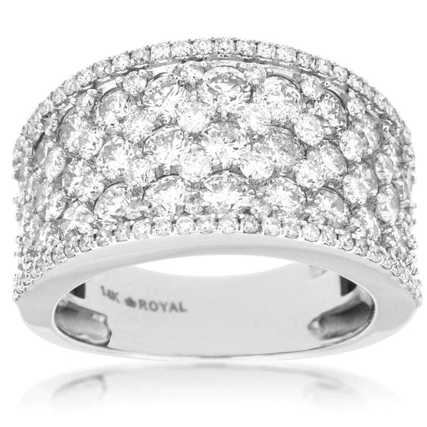 14K White Gold Five Row Round ~3.25ctw Diamond Pave Band Provident Jewelery