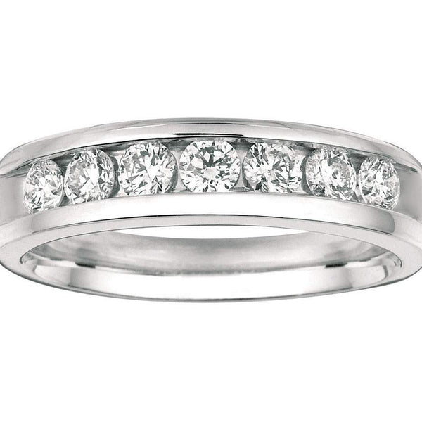 14K White Gold Mens Round  ~1.00Ctw (H/SI) Diamond Channel Set Band Provident Jewelery