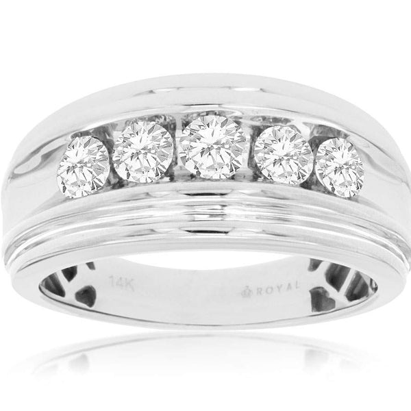 14K White Gold Mens Round ~1.00Ctw Diamond Channel Set Band Provident Jewelery
