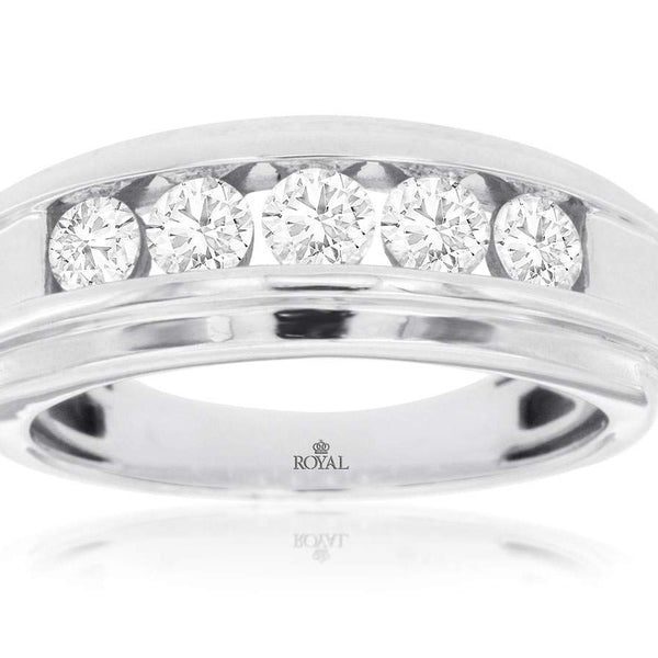 14K White Gold Mens Round ~1.00 Ctw Diamond Channel Set Band,  ( 5.5mm ) Provident Jewelery