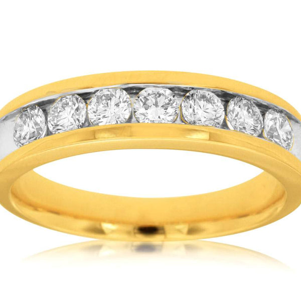 14K White Gold Mens Round ~1.00 Ctw Diamond Channel Set  5.5mm Band (Size 7 5.5mm) Provident Jewelery