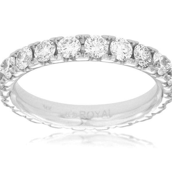 14K White Gold 2.00ctw Round Diamond, Four Prong Set, Eternity Band, (Size 6.5) Provident Jewelery