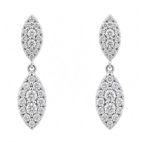 Jyes 18kt White Gold Diamond Marquise Dangle Earrings