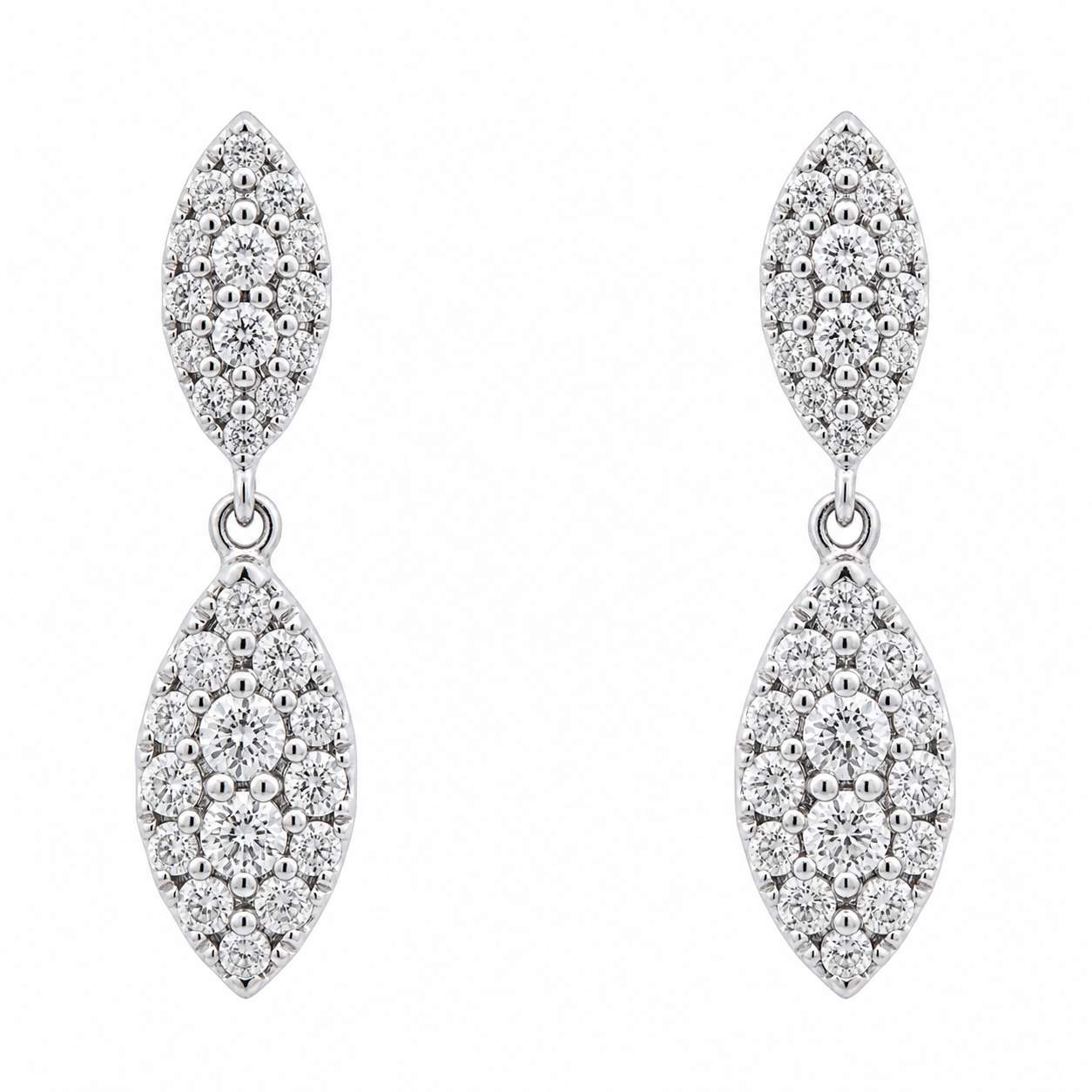 Jyes 18kt White Gold Diamond Marquise Dangle Earrings