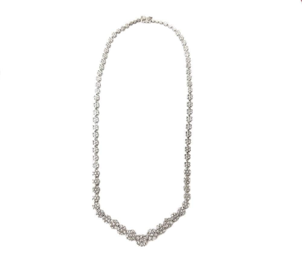 14k Cluster Link Diamond Necklace