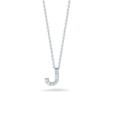 Roberto Coin Tiny Treasures 18kt White Gold Diamond Love Letter "J" Necklace