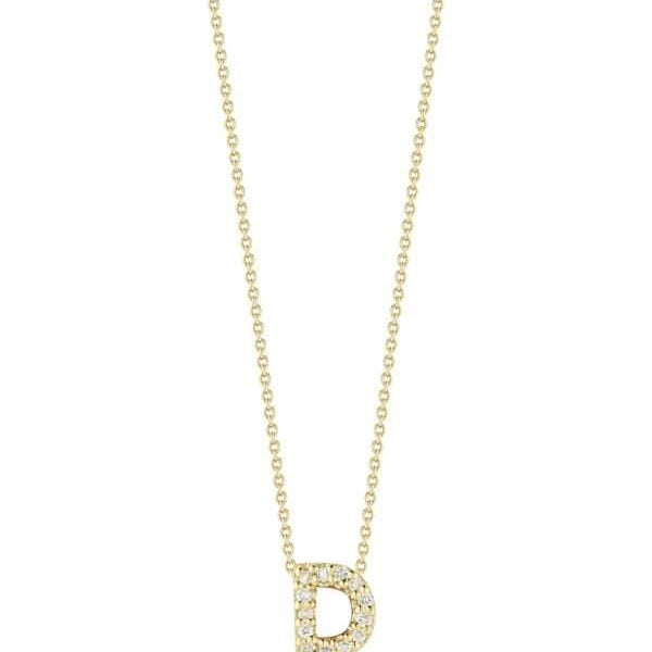 Roberto Coin 18K Yellow Gold Tiny Treasures ~0.06ctw Diamond Love Letter "D" Necklace,16-18" Chain