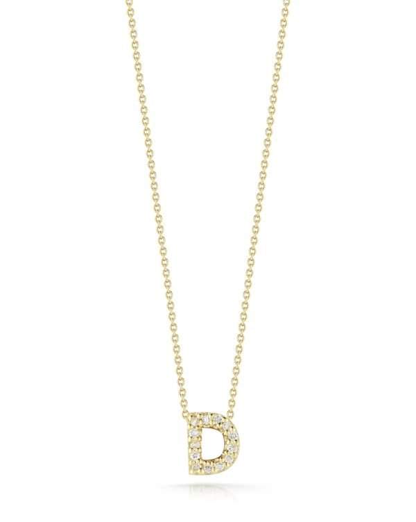 Roberto Coin Tiny Treasures 18kt Yellow Gold Diamond Love Letter "D" Necklace