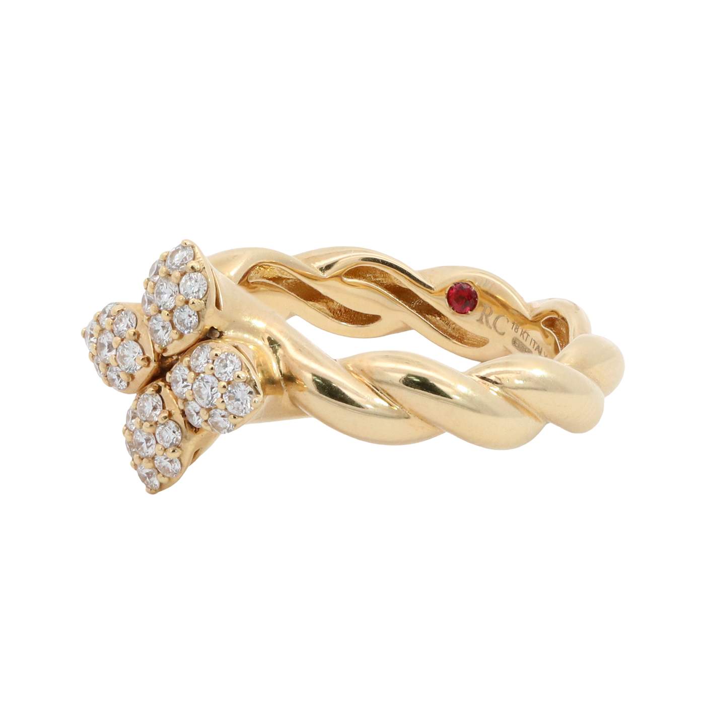 Roberto Coin 18K Yellow Gold Love In Verona ~.30ctw Diamond Twist Ring,  Size 6.5