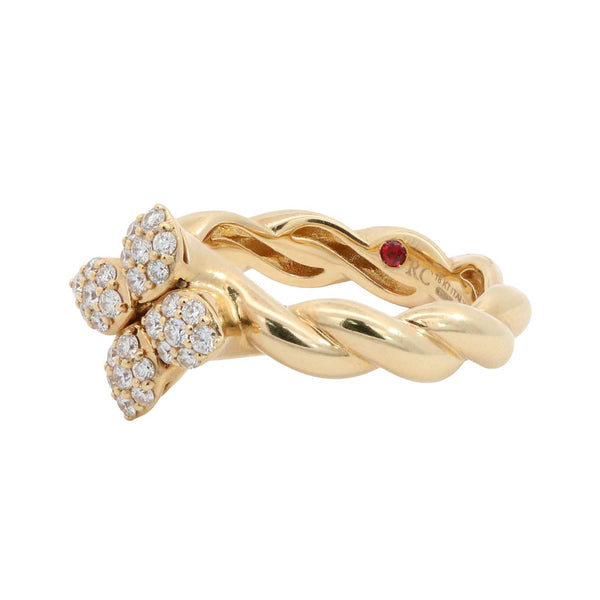 Roberto Coin 18K Yellow Gold Love In Verona ~.30ctw Diamond Twist Ring,  Size 6.5