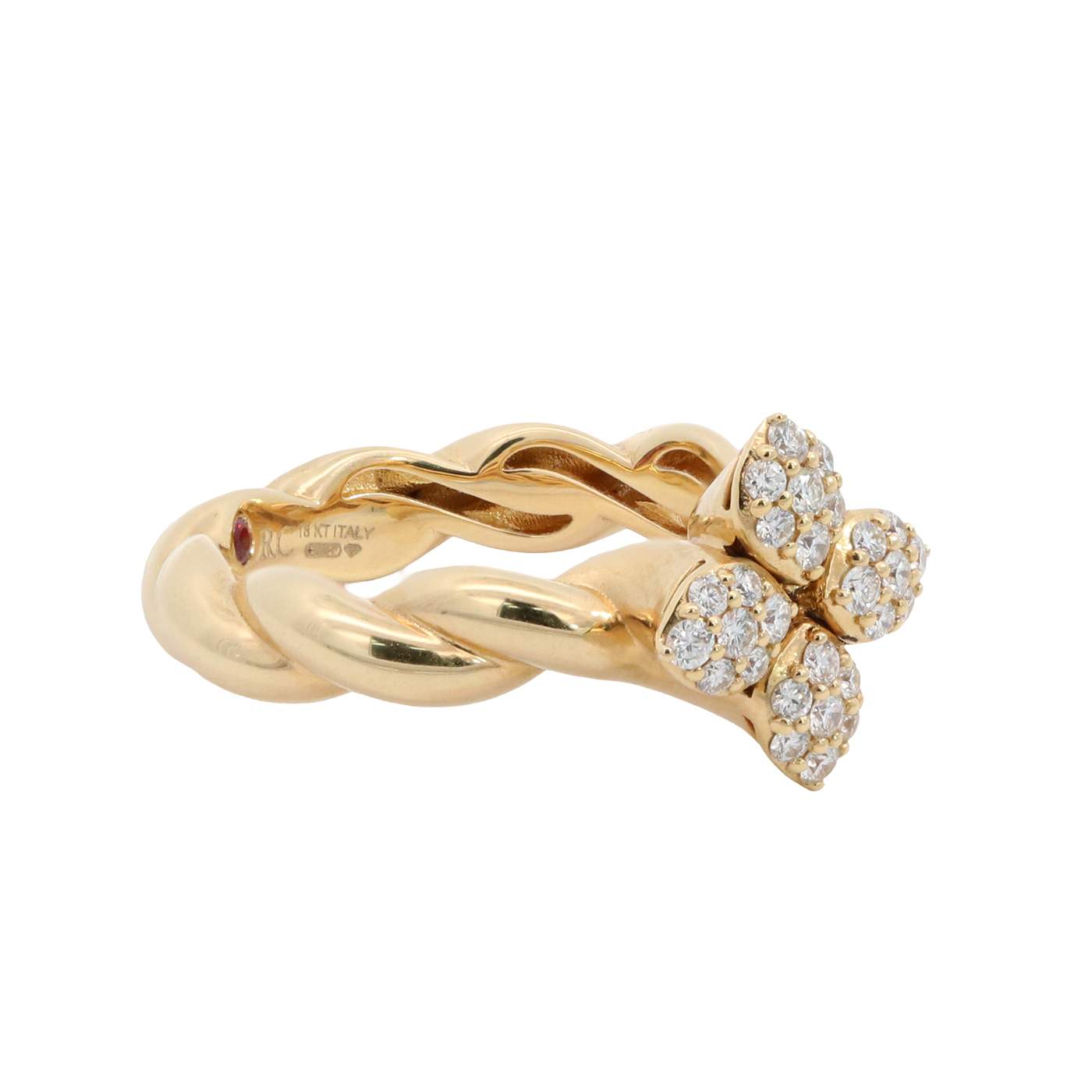 Roberto Coin 18K Yellow Gold Love In Verona ~.30ctw Diamond Twist Ring,  Size 6.5