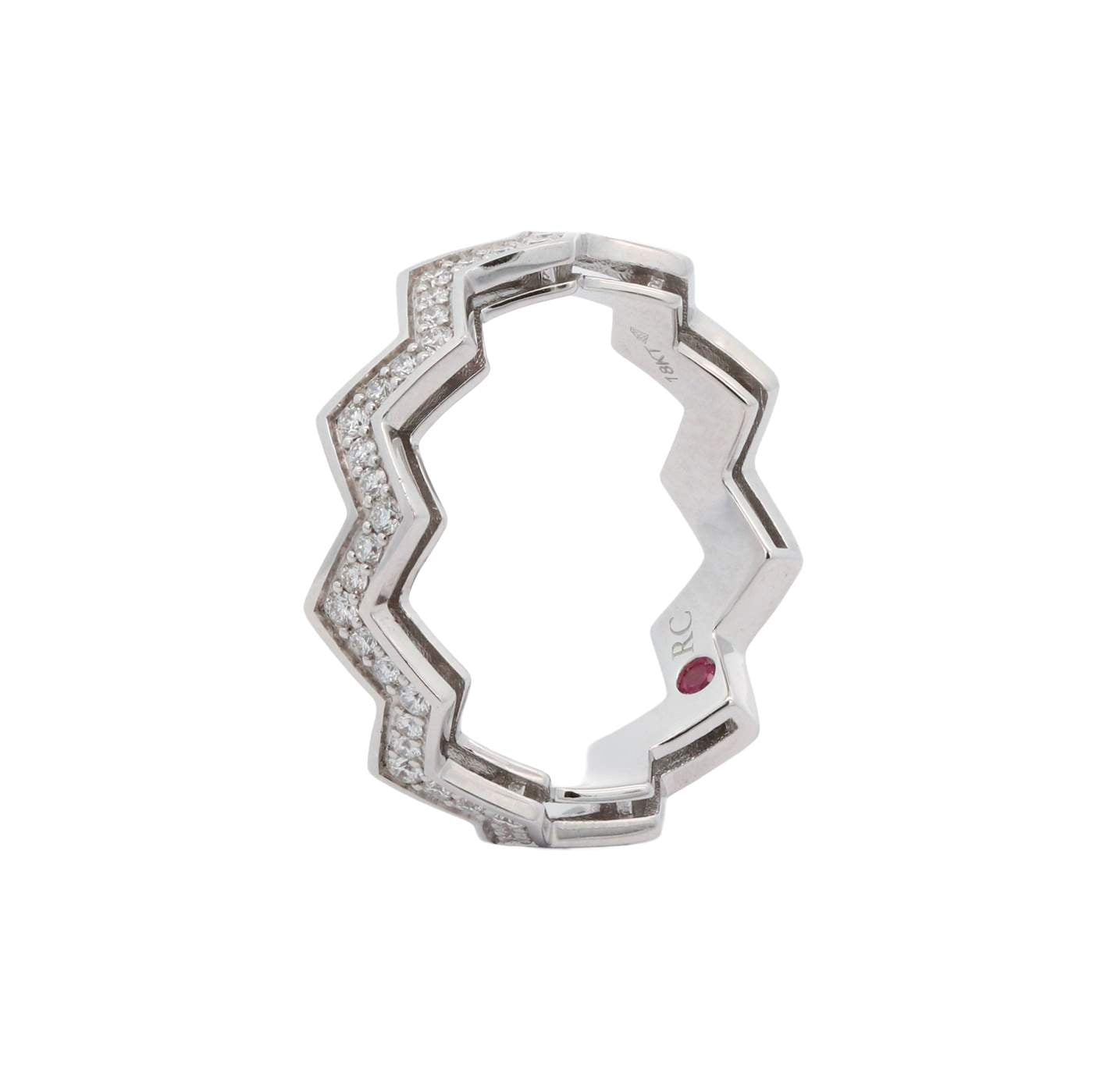 Roberto Coin 18K White Gold ~0.20 ctw Diamond Zig Zag Ring Provident Jewelery