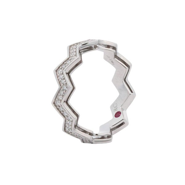 Roberto Coin 18K White Gold ~0.20 ctw Diamond Zig Zag Ring Provident Jewelery