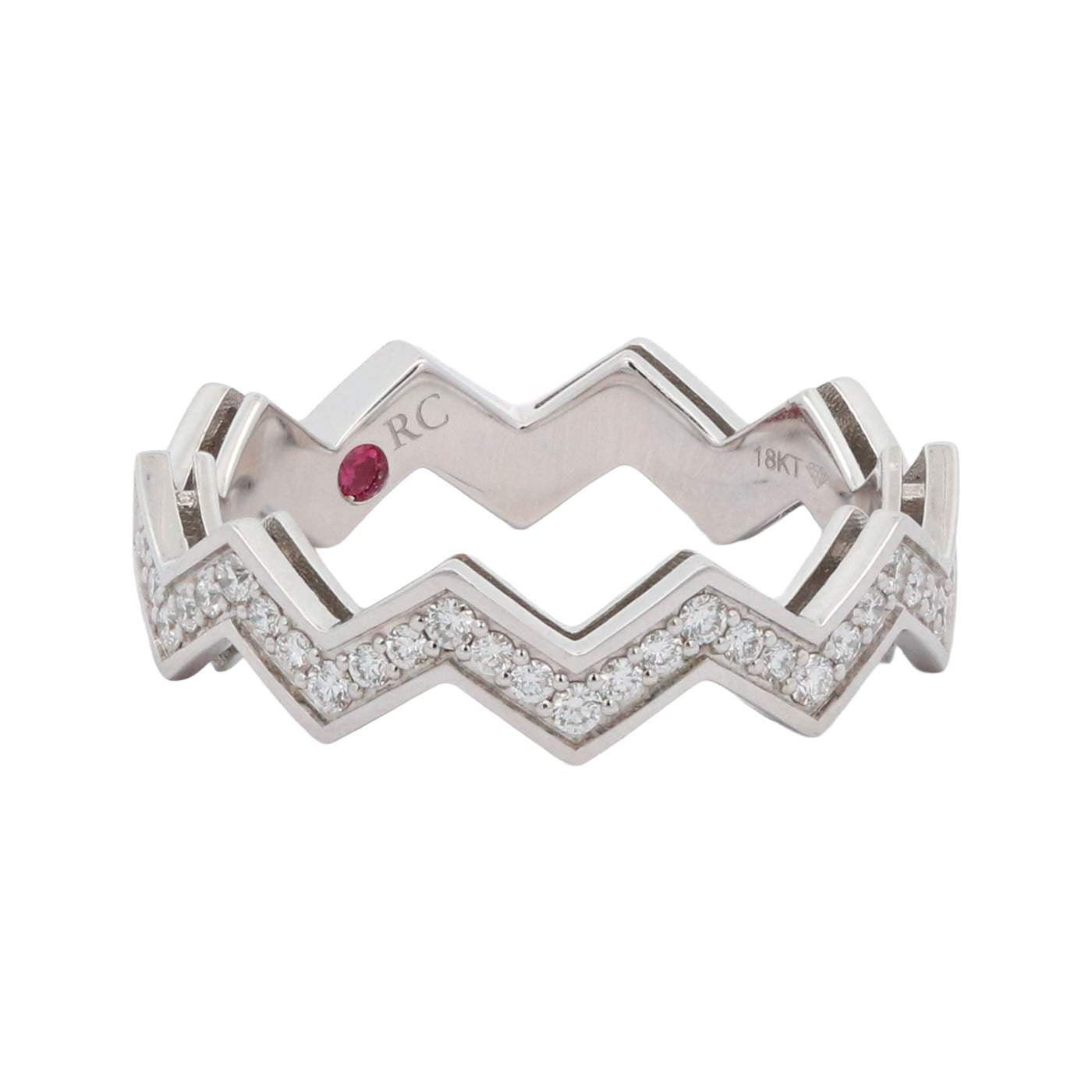 Roberto Coin 18K White Gold ~0.20 ctw Diamond Zig Zag Ring Provident Jewelery