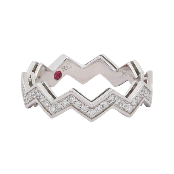 Roberto Coin 18K White Gold ~0.20 ctw Diamond Zig Zag Ring Provident Jewelery