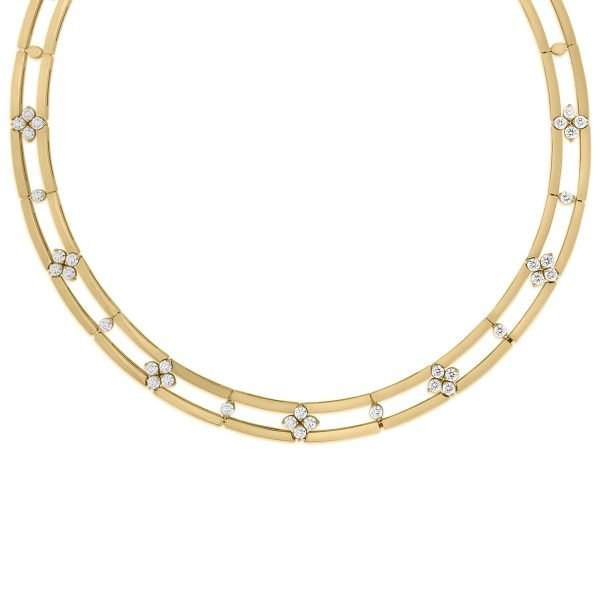 Roberto Coin 18K Yellow Gold Love In Verona Open Frame ~2.85ctw Diamond  14" Collar Necklace,