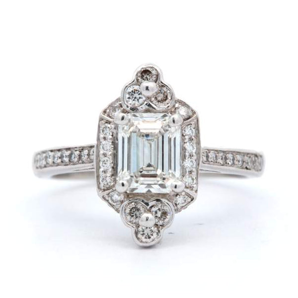 Pre-Owned Charles Krypell Platinum Precious Pastels  Emerald Diamond Ring
