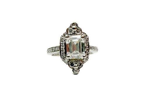 Pre-Owned Charles Krypell Platinum Precious Pastels  Emerald Diamond Ring