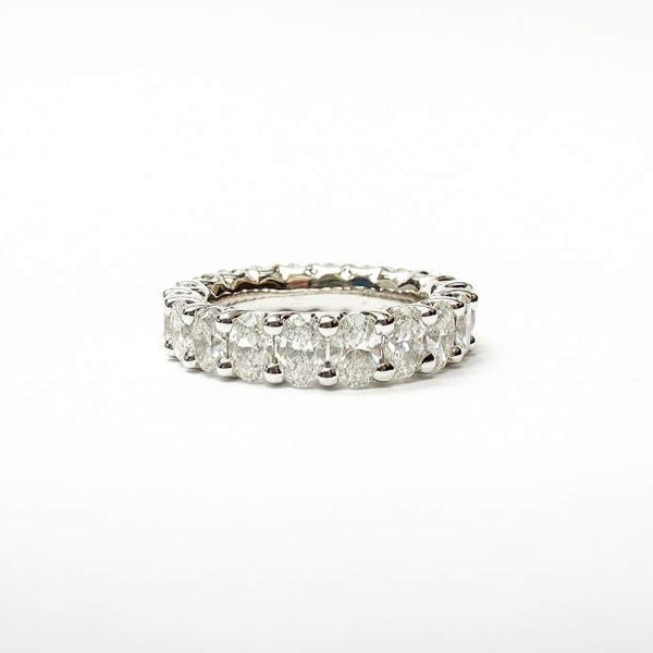 14K White Gold Oval  ~4.00ctw (Ring Size 5.75) Diamond Eternity Band