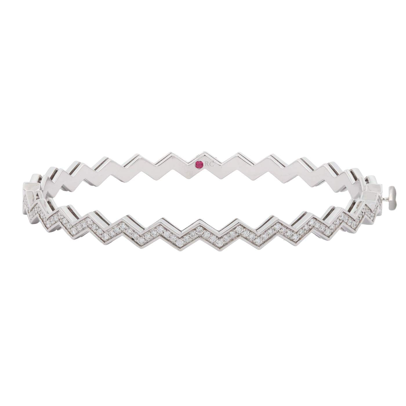 Roberto Coin 18kt White Gold 0.48ct Diamond Zig Zag Bangle