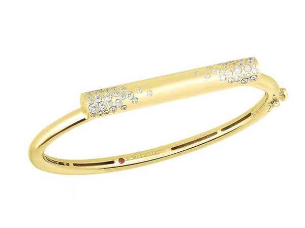 Roberto Coin 18K Yellow Gold Domino Speckled .65ctw Diamond Bar Bangle, 46mm X 56mm