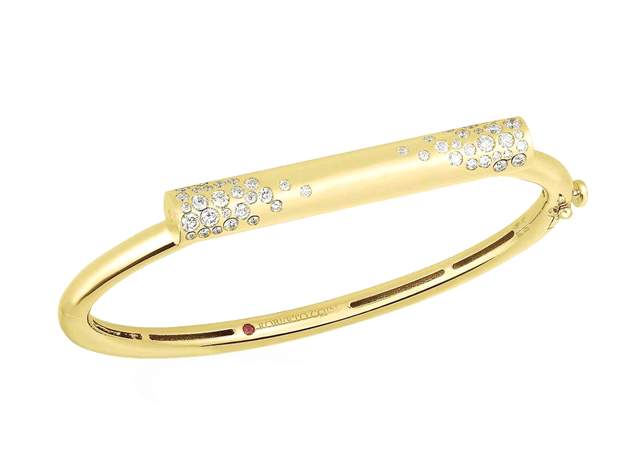 Roberto Coin 18kt Yellow Gold Domino Speckled 0.65ct Diamond Bar Bangle