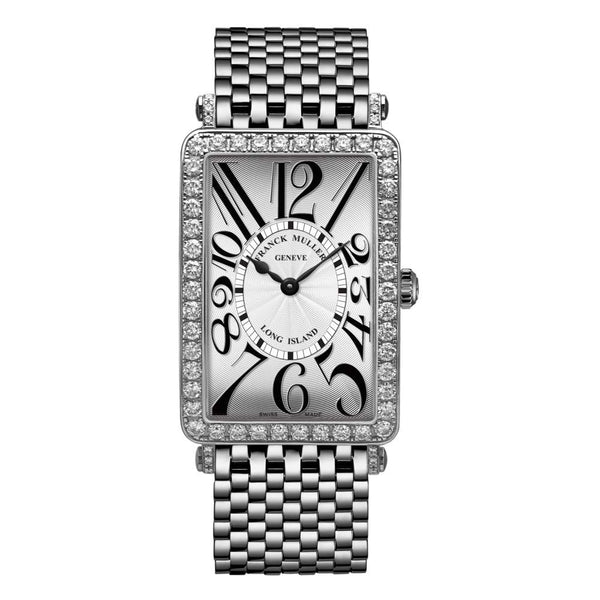 Franck Muller Watch Quartz Long Island 26mm Stainless Steel Case With 1 Row Of 76 Round Diamond= ~1.52Ctw, Sliver Dial On A Stainless Steel Bracelet Provident Jewelery