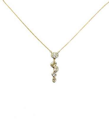14Karat Yellow Gold 5 Diamond Bezel Necklace, ~.75ctw, 16/18/20"Fine Chain
