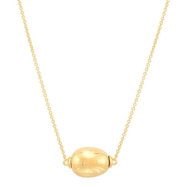 14K Oval Bead On An 18-Inch Chain