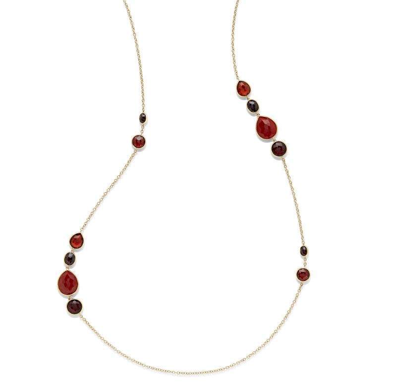 Ippolita Rock Candy Gelato 18kt Yellow Gold Cranberry 37" Station Necklace
