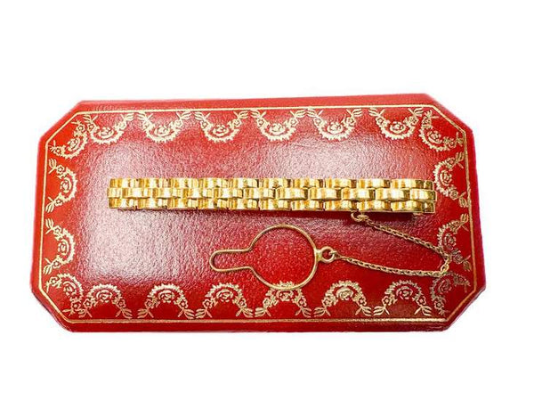 Cartier 18K Yellow Gold  Vintage Maillon Panthere Tie Bar Clip (62mm X 6mm), Box A7961