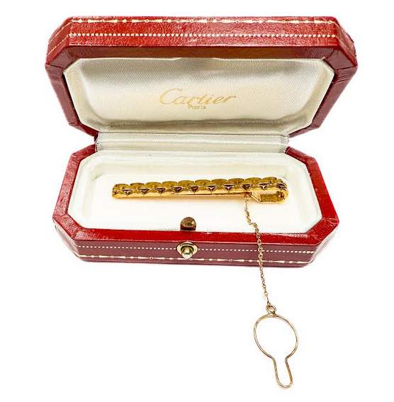 Cartier 18K Yellow Gold  Vintage Maillon Panthere Tie Bar Clip (62mm X 6mm), Box A7961