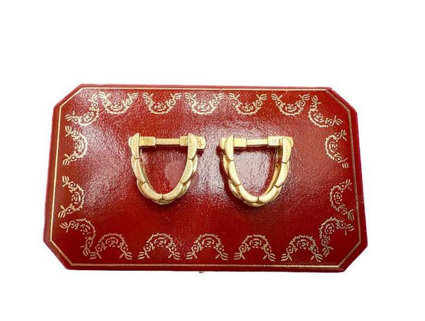 Cartier 18K Yellow Gold  Vintage Maillon Panthere Sturrup Cuff links, Box