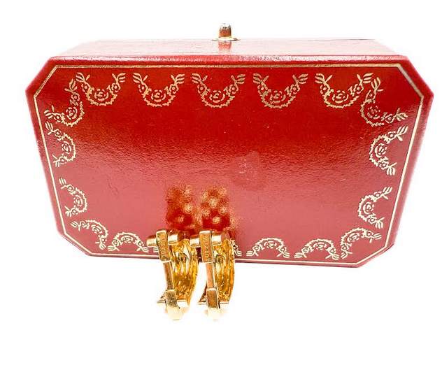 Cartier 18K Yellow Gold  Vintage Maillon Panthere Sturrup Cuff links, Box