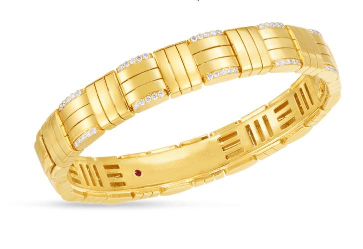 Roberto Coin Veneto 18kt Yellow Gold 0.42ct Diamond Woven Bangle