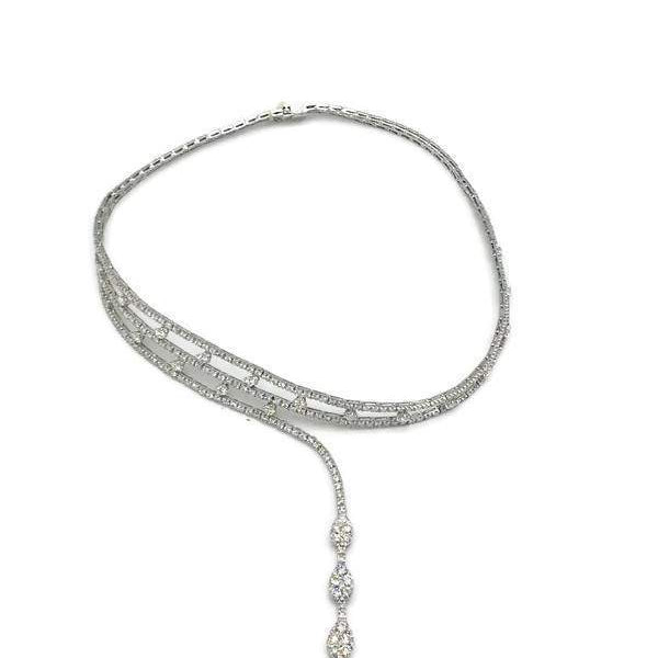 18K White Gold ~7.50 Ctw (HI/VS-SI) Diamond Fashion Dangle Chocker