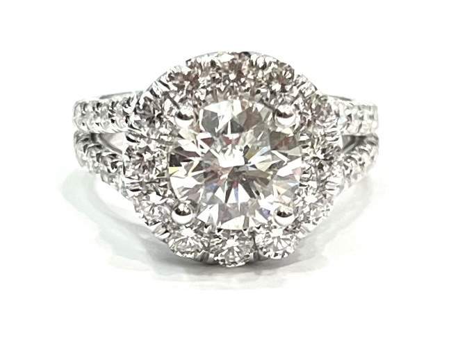 Gabriel & Co. 14kt White Gold 2.08ct F/VS1 Round Diamond Halo Engagement Ring