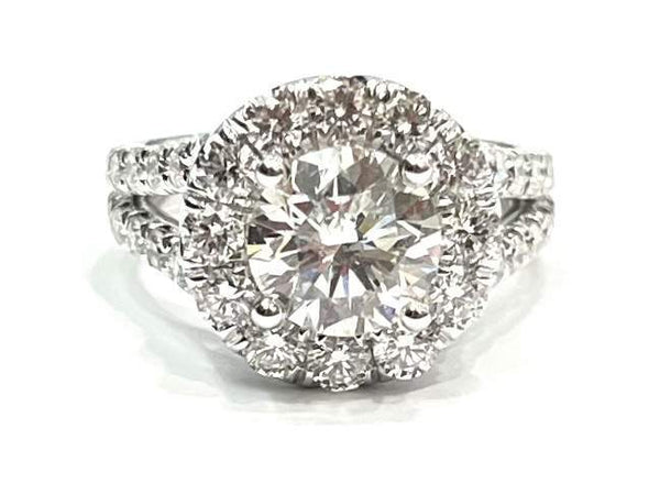 Gabriel & Co. 14kt White Gold 2.08ct F/VS1 Round Diamond Halo Engagement Ring