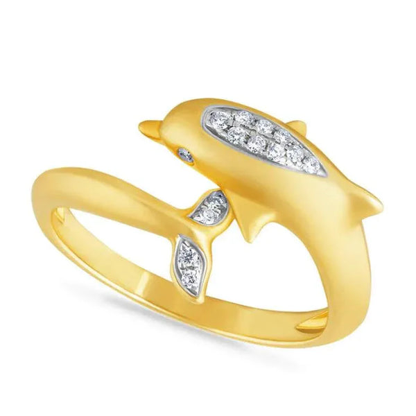 14K DIAMOND DOLPHIN RING